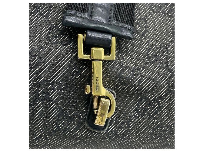 Borsa a spalla Gucci Jackie GG Denim e Pelle Nera Nero Grigio antracite - vista 4