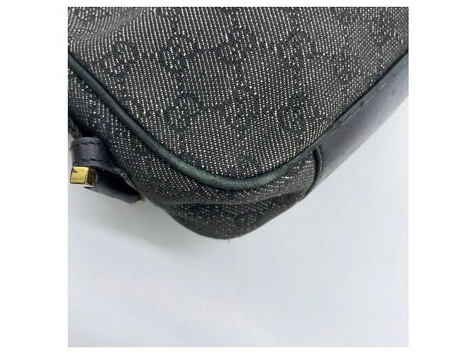 Borsa a spalla Gucci Jackie GG Denim e Pelle Nera Nero Grigio antracite - vista 7