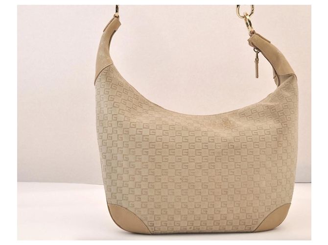 Borsa hobo Gucci GG in scamosciato e pelle beige Cammello - vista 2