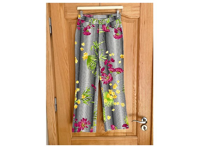 Pantalones 7/8 Versace Jeans Couture Blancos Flores Tropicales Algodón Multicolor - vista 10