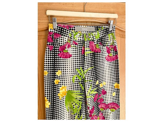 Pantalones 7/8 Versace Jeans Couture Blancos Flores Tropicales Algodón Multicolor - vista 11