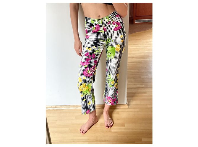 Pantalones 7/8 Versace Jeans Couture Blancos Flores Tropicales Algodón Multicolor - vista 2