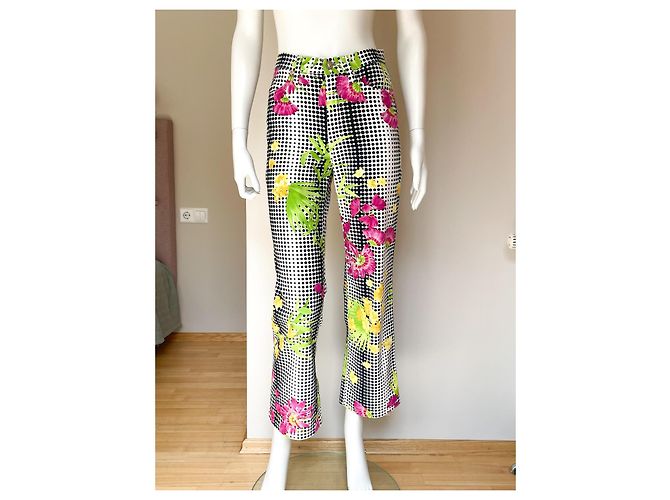 Pantalones 7/8 Versace Jeans Couture Blancos Flores Tropicales Algodón Multicolor - vista 3