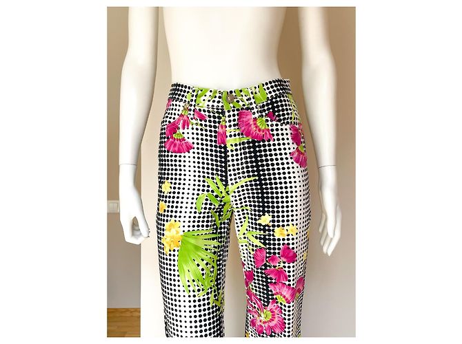 Pantalones 7/8 Versace Jeans Couture Blancos Flores Tropicales Algodón Multicolor - vista 4