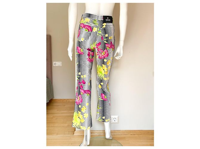 Pantalones 7/8 Versace Jeans Couture Blancos Flores Tropicales Algodón Multicolor - vista 5