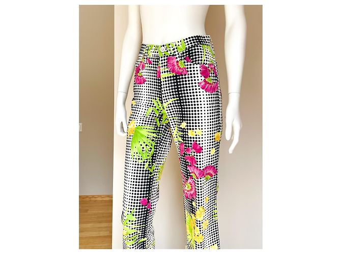 Pantalones 7/8 Versace Jeans Couture Blancos Flores Tropicales Algodón Multicolor - vista 6