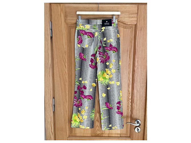 Pantalones 7/8 Versace Jeans Couture Blancos Flores Tropicales Algodón Multicolor - vista 9
