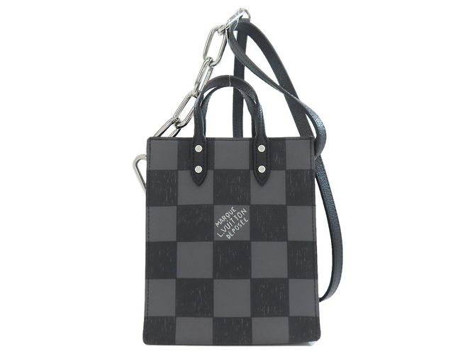 Louis Vuitton Damier Checkerboard Sac Plat XS Handbag Black - view 11