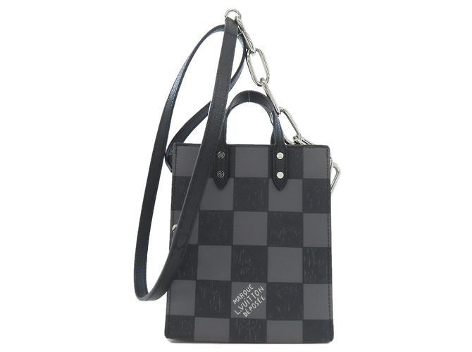 Louis Vuitton Damier Checkerboard Sac Plat XS Handbag Black - view 2