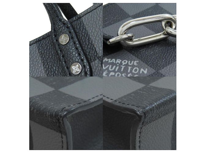 Louis Vuitton Damier Checkerboard Sac Plat XS Handbag Black - view 9
