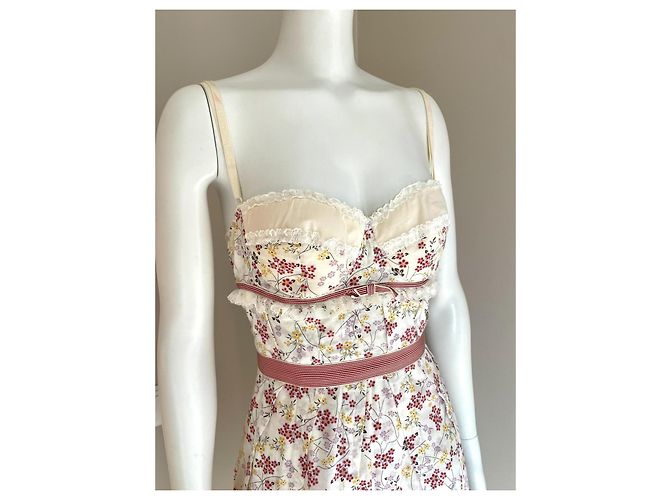 Vestido Dolce & Gabbana de algodón con flores rosa y blanco - vista 2