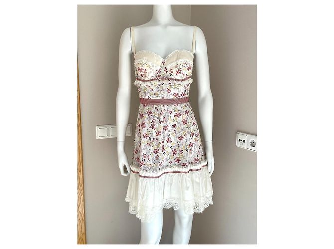 Vestido Dolce & Gabbana de algodón con flores rosa y blanco - vista 3