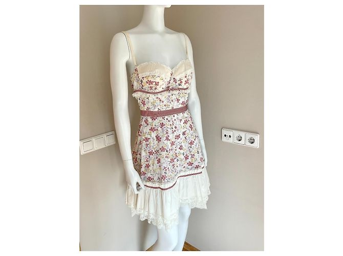 Vestido Dolce & Gabbana de algodón con flores rosa y blanco - vista 4
