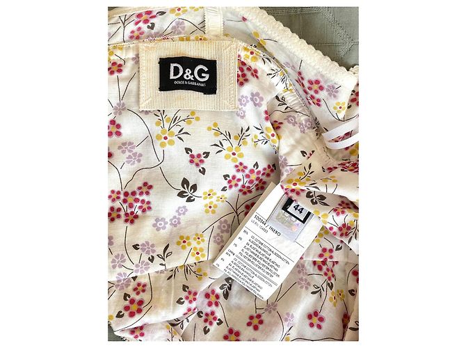 Vestido Dolce & Gabbana de algodón con flores rosa y blanco - vista 7