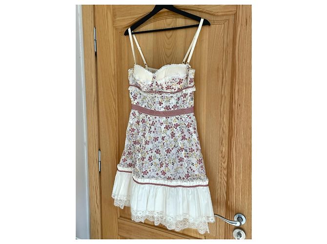 Vestido Dolce & Gabbana de algodón con flores rosa y blanco - vista 9