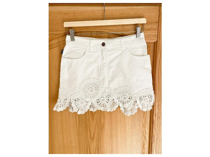 Minifalda Moschino Jeans blanca de algodón con ganchillo Blanco - vista 10