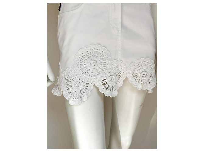 Minifalda Moschino Jeans blanca de algodón con ganchillo Blanco - vista 4