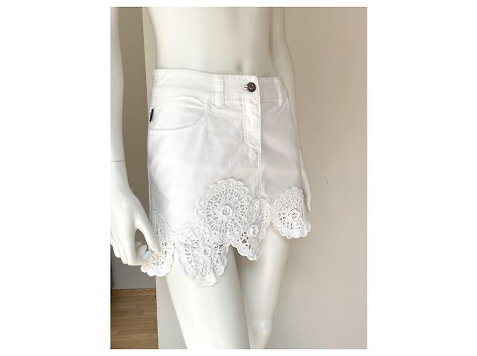 Minifalda Moschino Jeans blanca de algodón con ganchillo Blanco - vista 5