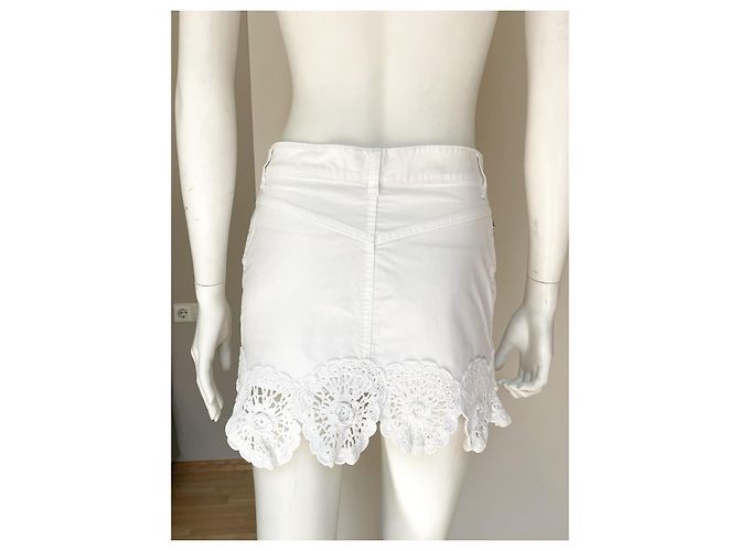 Minifalda Moschino Jeans blanca de algodón con ganchillo Blanco - vista 6