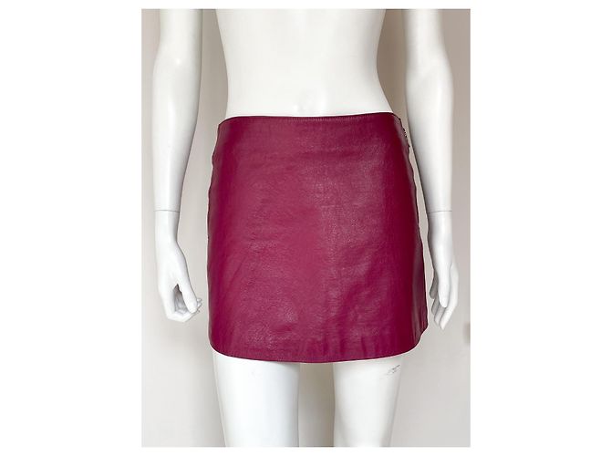 Minifalda de cuero Versace Jeans Couture rojo oscuro Burdeos - vista 2