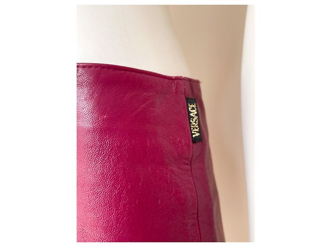 Minifalda de cuero Versace Jeans Couture rojo oscuro Burdeos - vista 3