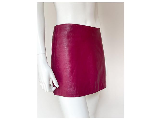 Minifalda de cuero Versace Jeans Couture rojo oscuro Burdeos - vista 4