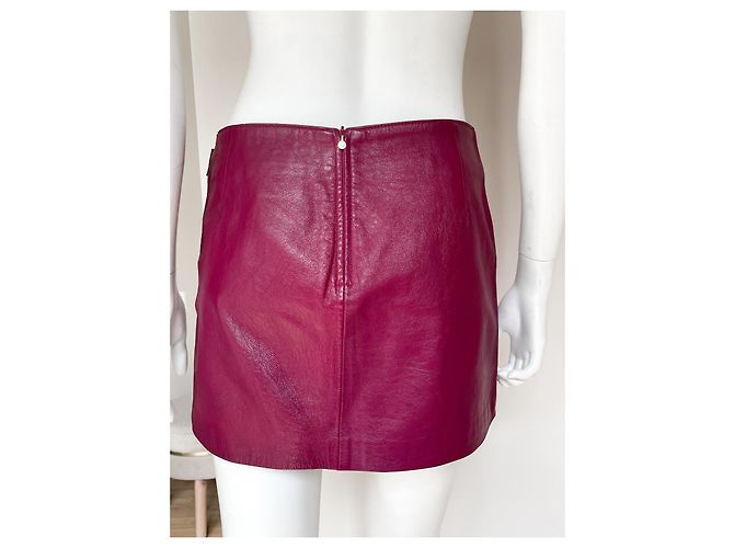 Minifalda de cuero Versace Jeans Couture rojo oscuro Burdeos - vista 5