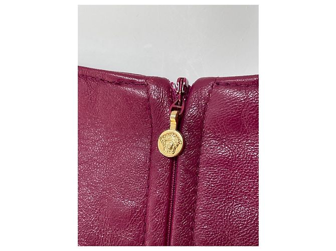 Minifalda de cuero Versace Jeans Couture rojo oscuro Burdeos - vista 6