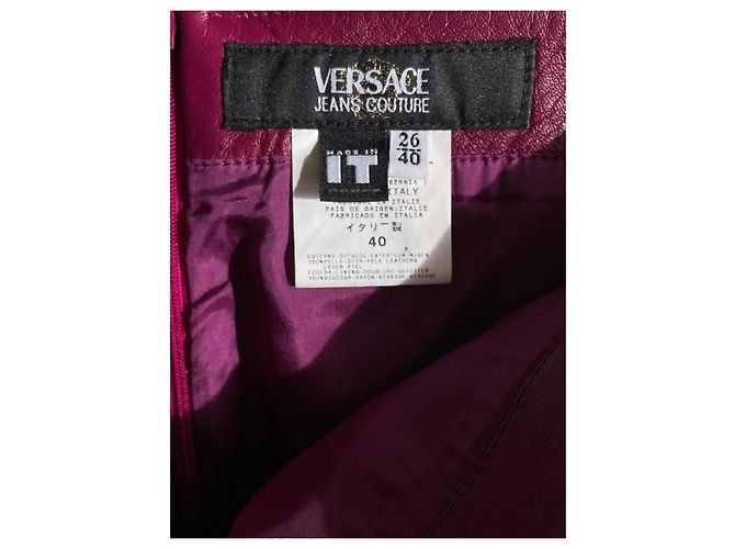Minifalda de cuero Versace Jeans Couture rojo oscuro Burdeos - vista 8