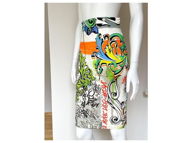 Gonna a matita Versace graffiti multicolore - vista 2