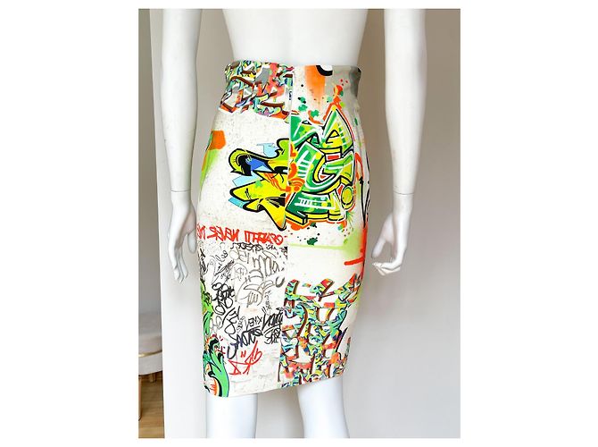 Gonna a matita Versace graffiti multicolore - vista 3