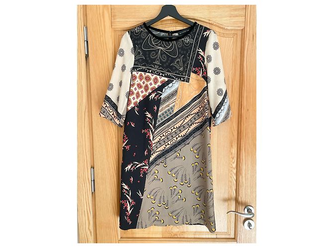 Robe Etro en laine imprimée marron beige orange - vue 10