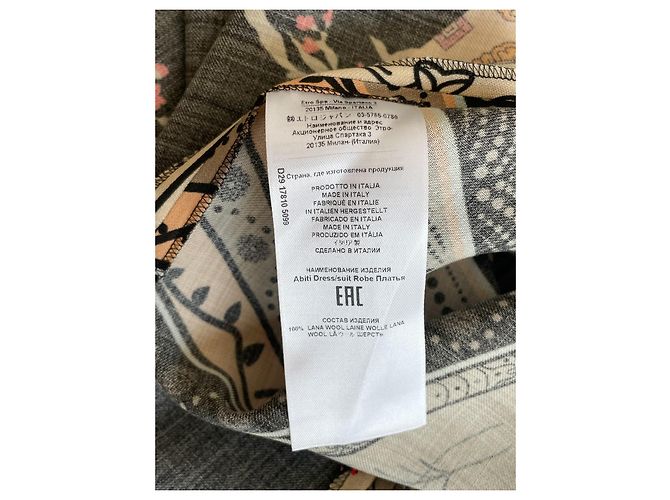 Robe Etro en laine imprimée marron beige orange - vue 12
