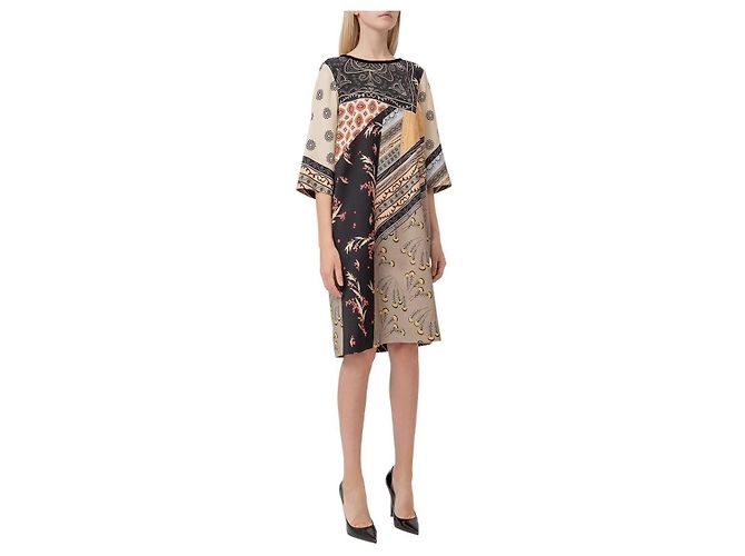 Robe Etro en laine imprimée marron beige orange - vue 2