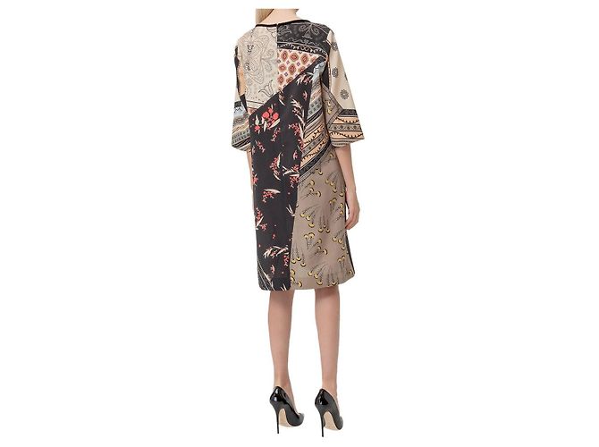 Robe Etro en laine imprimée marron beige orange - vue 3