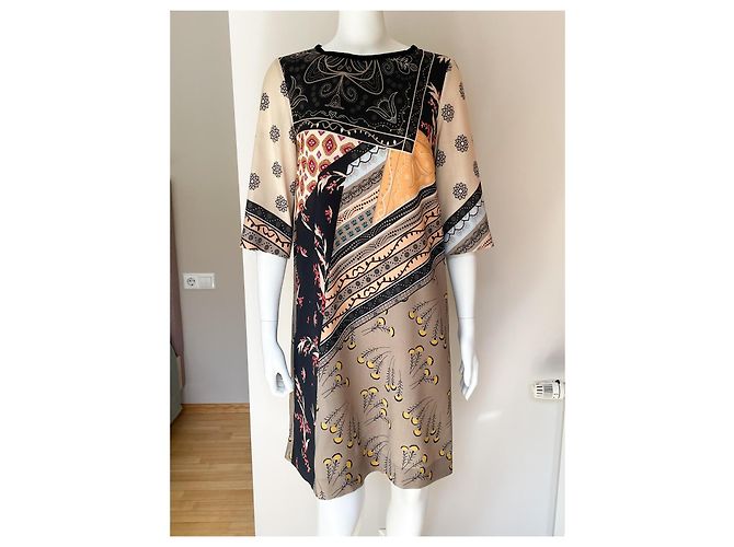 Robe Etro en laine imprimée marron beige orange - vue 4