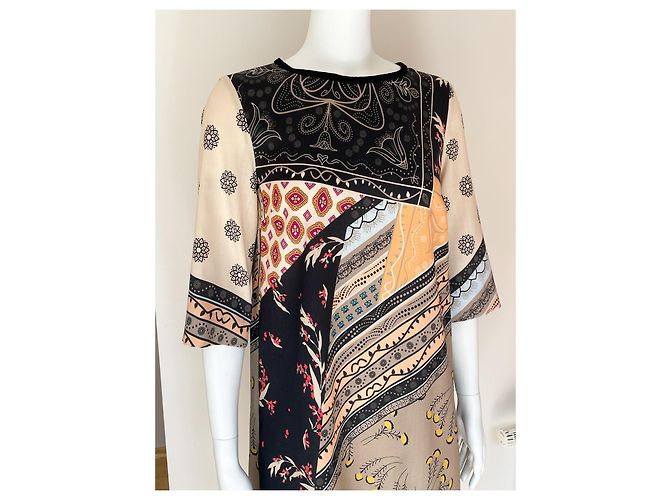 Robe Etro en laine imprimée marron beige orange - vue 5