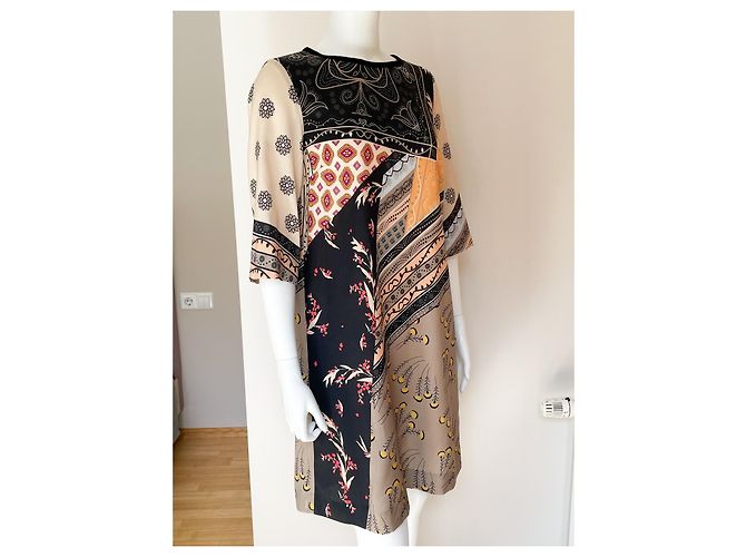 Robe Etro en laine imprimée marron beige orange - vue 6
