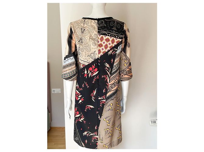 Robe Etro en laine imprimée marron beige orange - vue 8