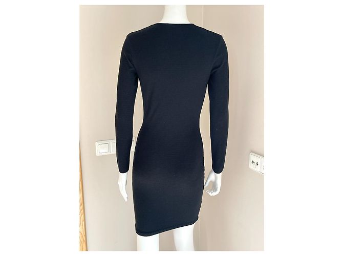 Thierry Mugler Strickkleid Schwarz Orange Geometrischer Print - Ansicht 6