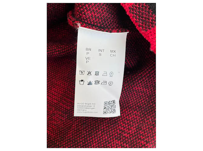 Hugo Boss Wolloverpullover mit Karomuster Schwarz Rot - Ansicht 7
