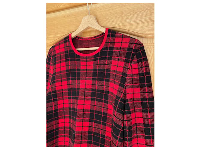 Hugo Boss Wolloverpullover mit Karomuster Schwarz Rot - Ansicht 9