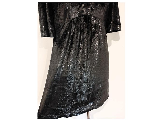 Ba&sh Samt Abendkleid Wet Emerisée TM Schwarz - Ansicht 10