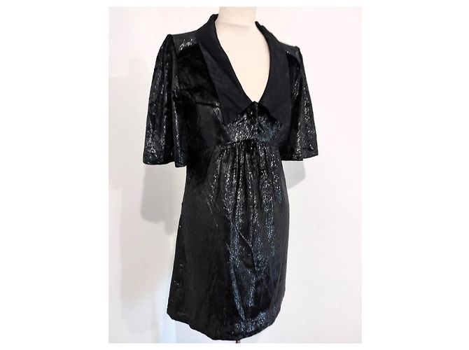 Ba&sh Samt Abendkleid Wet Emerisée TM Schwarz - Ansicht 11