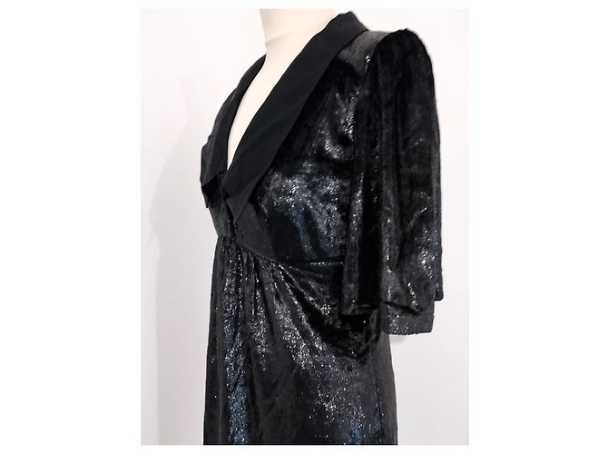Ba&sh Samt Abendkleid Wet Emerisée TM Schwarz - Ansicht 14