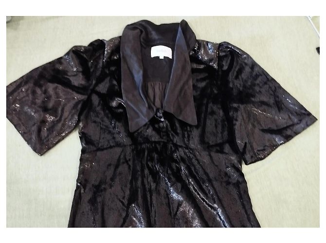 Ba&sh Samt Abendkleid Wet Emerisée TM Schwarz - Ansicht 5