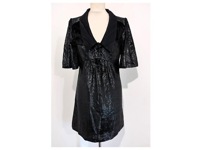 Ba&sh Samt Abendkleid Wet Emerisée TM Schwarz - Ansicht 6
