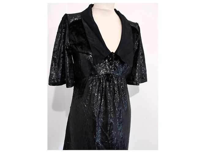 Ba&sh Samt Abendkleid Wet Emerisée TM Schwarz - Ansicht 7