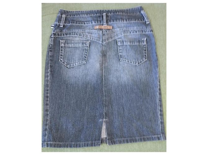 Falda de Denim de Doble Cintura Jean Paul Gaultier T S/M Azul - vista 14