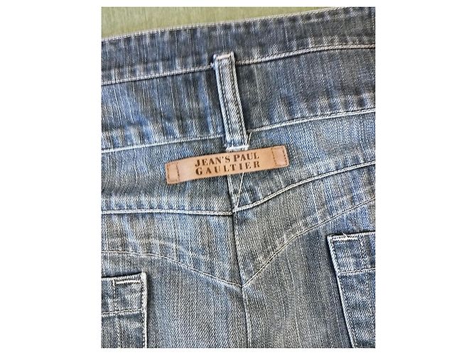 Falda de Denim de Doble Cintura Jean Paul Gaultier T S/M Azul - vista 16
